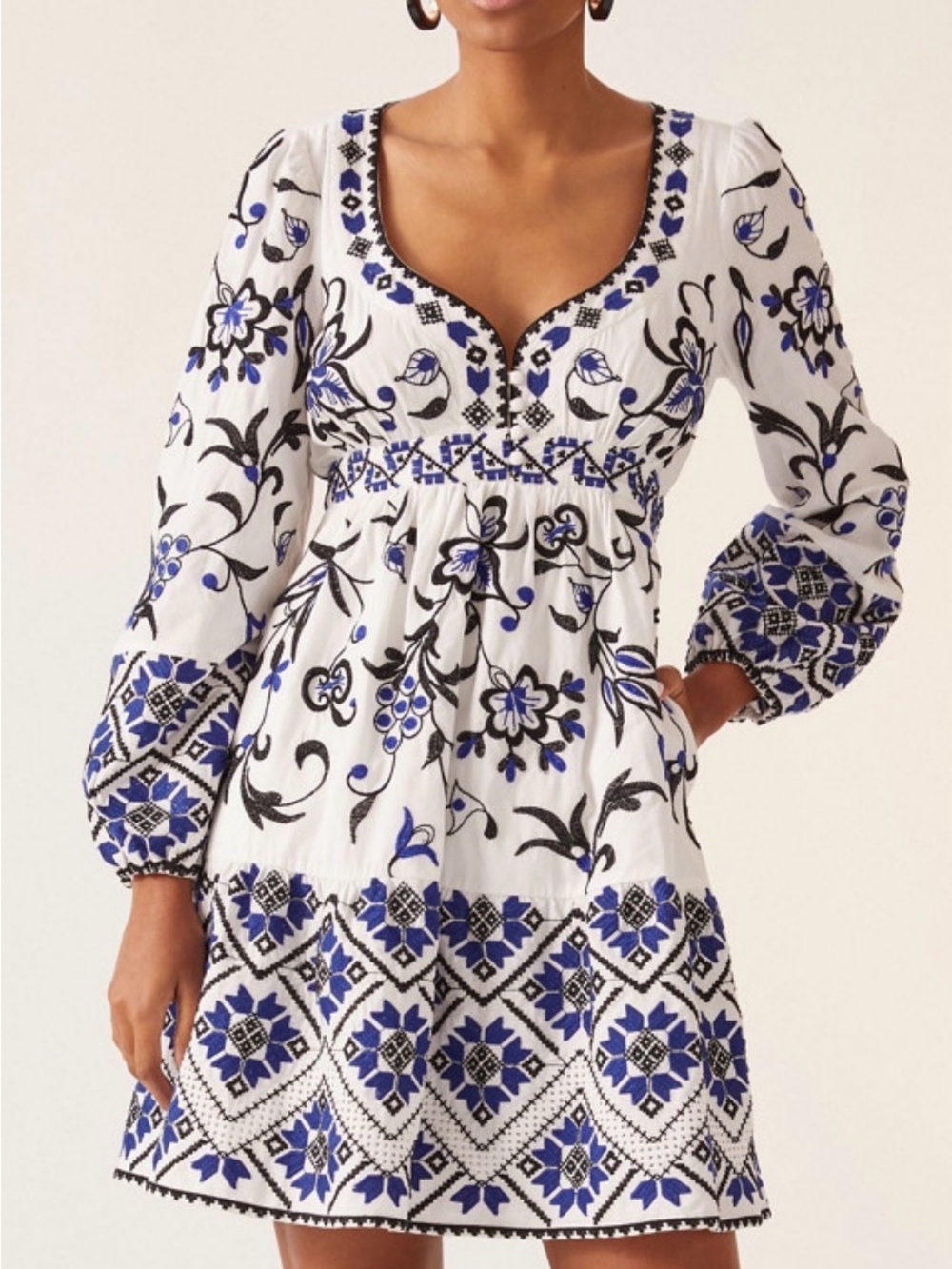 Anthropologie Sweetheart Embroidered Mini Dress